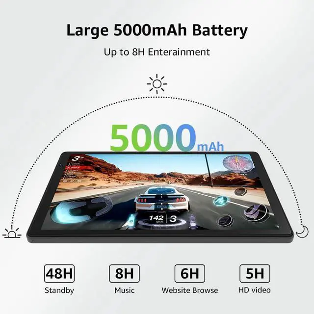 Alt view image 5 of 5 - ApoloSign Android 13 Tablet, 10.1" Touch Screen Tablets with Octa-core Processor, 5000mAh Battery, Display, Large Storage, 128GB ROM via TF, WiFi, BT 5.0, Dual Camera, Split Screen Support (Gray)