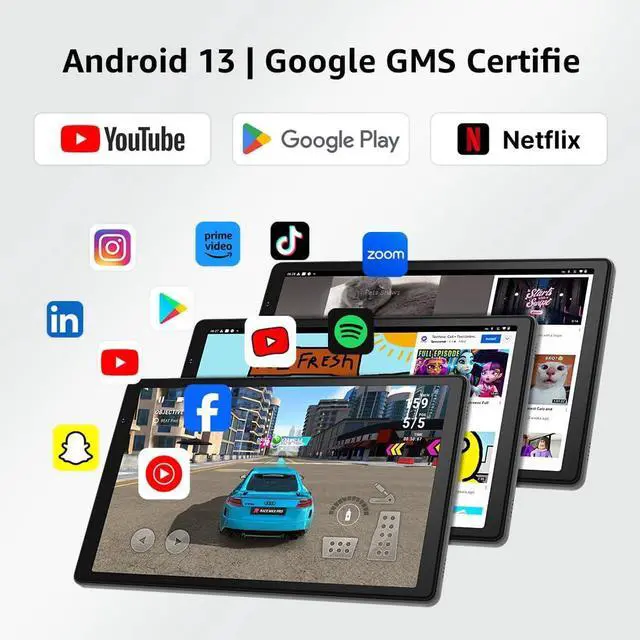 Alt view image 3 of 5 - ApoloSign Android 13 Tablet, 10.1" Touch Screen Tablets with Octa-core Processor, 5000mAh Battery, Display, Large Storage, 128GB ROM via TF, WiFi, BT 5.0, Dual Camera, Split Screen Support (Gray)