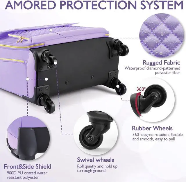 Alt view image 4 of 5 - Arcoyard Rolling Teacher Bag, Briefcase for Women with 4 Spinner Wheels, Roller Laptop Bag for Work with Leather Handle, Womens Travel Carry On, TSA Friendly Design, Purple