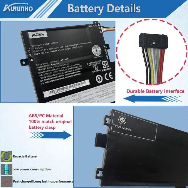 Alt view image 3 of 5 - AURUNHO L18C3PF6 36Wh Laptop Battery Replacement for Lenovo IdeaPad S340 15IWL 15IML 15API S340 14API 14IIL 14IWL C340 15IML 15IIL Flex 15IWL Series Laptop L18M3PF7 L18M3PF6 L18L3PF2 L18L3PF3 11.25V