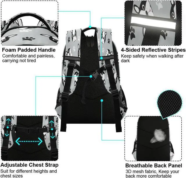 Alt view image 4 of 5 - Cute Boston Terrier Dog Backpacks Travel Laptop Daypack School Book Bag for Men Women Teens Kids