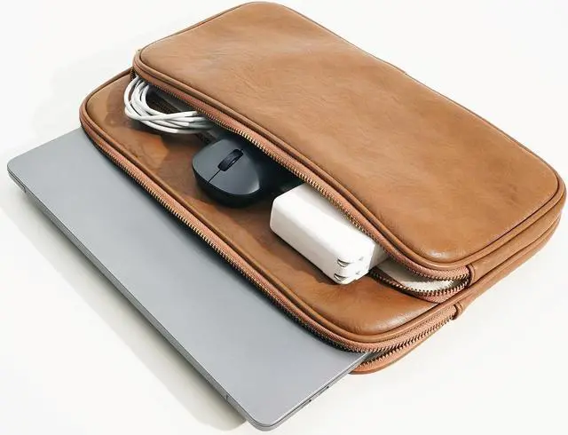 Alt view image 2 of 5 - Benfan Laptop Sleeve Bag 15 Inch Compatible with MacBook Air 15, MacBook Pro 15 A1990 A1707, Surface Laptop 15, New Dell XPS 15 Color Brown