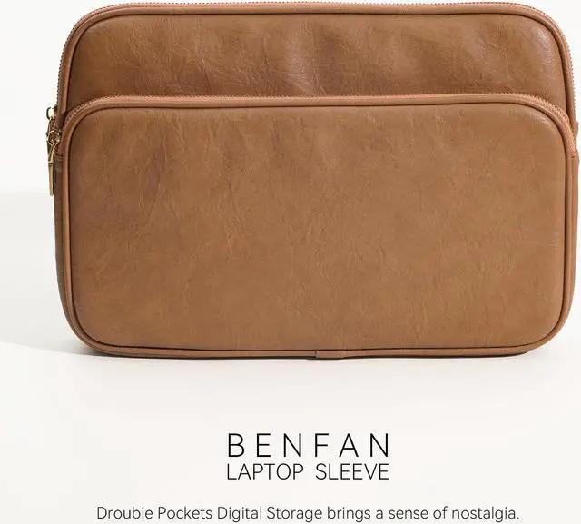 Alt view image 4 of 5 - Benfan Laptop Sleeve Bag 15 Inch Compatible with MacBook Air 15, MacBook Pro 15 A1990 A1707, Surface Laptop 15, New Dell XPS 15 Color Brown