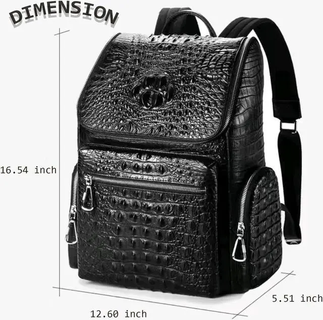 Alt view image 5 of 5 - boshiho Real Leather Laptop Backpack Fashion Travel Bag Daypack for Men (L - Metal Zipper Pull)