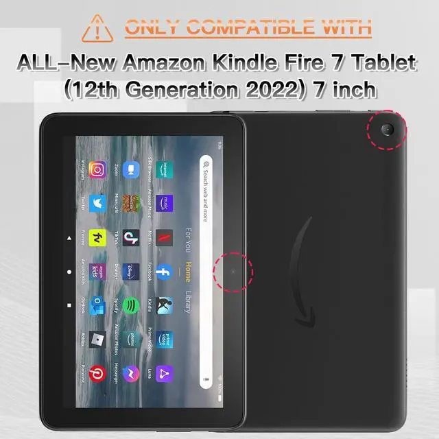 Alt view image 2 of 5 - BRAECNstock for Amazon Fire 7 Tablet Case (12th Generation 2022 Release) 7" Shockproof Protective Kids Case with [Rotating Hand Strap] & Stand, Pen Holder, Shoulder Strap, Black