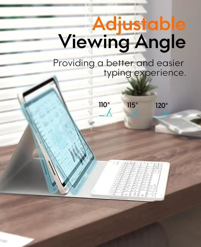 Alt view image 4 of 5 - CHESONA iPad Pro 13 Case with Detachable Keyboard, Pencil Holder, Multi-Angles, Wireless Folio Case for iPad Pro 13'' White