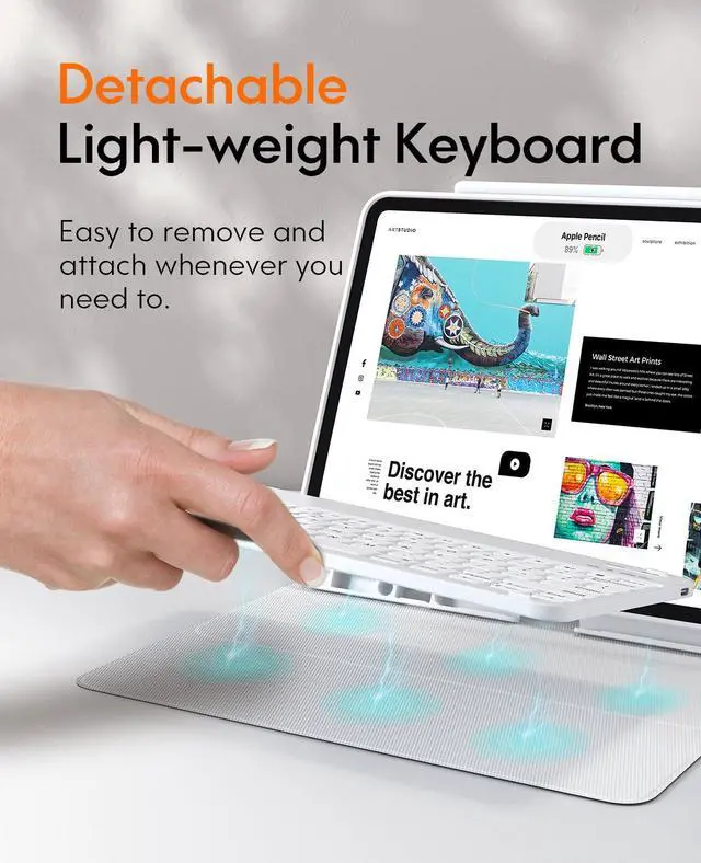 Alt view image 3 of 5 - CHESONA iPad Pro 13 Case with Detachable Keyboard, Pencil Holder, Multi-Angles, Wireless Folio Case for iPad Pro 13'' White