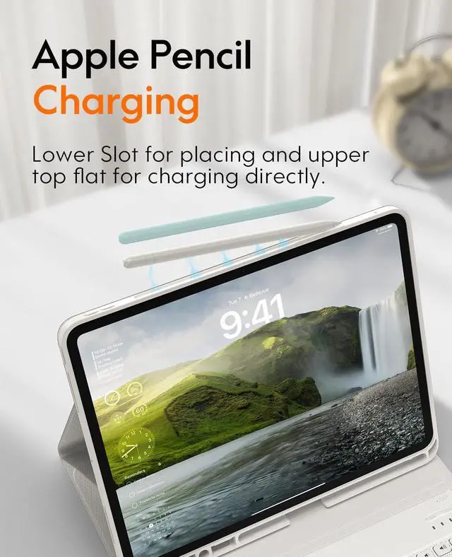 Alt view image 5 of 5 - CHESONA iPad Pro 13 Case with Detachable Keyboard, Pencil Holder, Multi-Angles, Wireless Folio Case for iPad Pro 13'' White