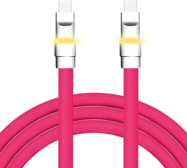 Main image of chubbycable Neon Chubby - Fast Charge Cable with Smart Light RGB Color Gradual Light Up LED USB Charging Cable, Rose Red, Type-C to Type-C, 8.5 FT