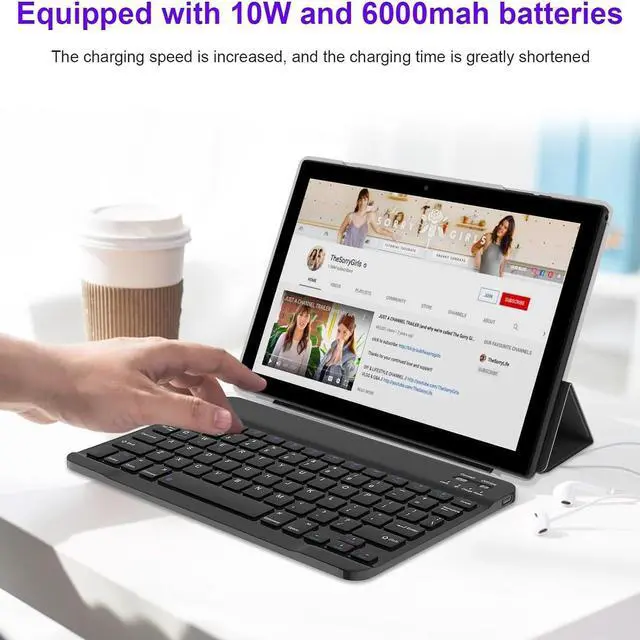 Alt view image 4 of 5 - Android 14 10 Inch 2 in 1 Tablet with Keyboard, Mouse, Case, Stylus, 8GB RAM+64GB ROM/1TB Expand, 1.8Ghz Quad-core Processor, 1280*800 HD Touch Screen, 8MP Camera, 5G WIFI 6