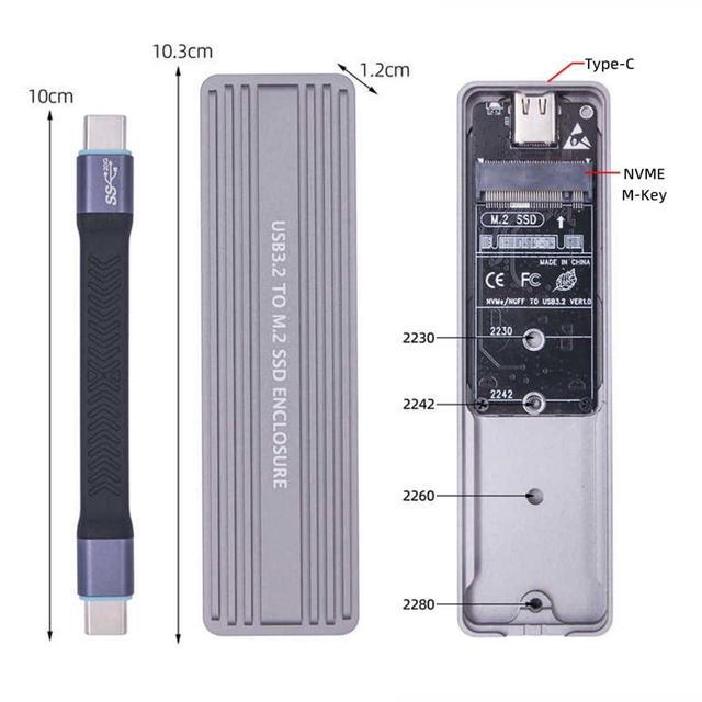 Chenyang Adattatore USB 3.2 Per SSD M.2 NVMe/SATA – 20Gbps, Chipset RTL9220, 2230/2242/2280
