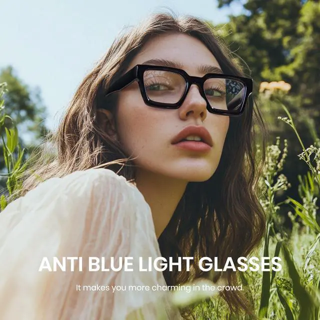 Alt view image 2 of 5 - Cyxus Oversized Square Blue Light Blocking Glasses Women Men Chic Preppy Thick Frame Computer Eyeglasses Anti Eyestrain 8224