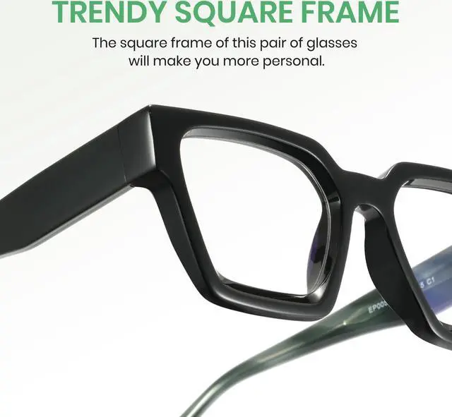 Alt view image 4 of 5 - Cyxus Oversized Square Blue Light Blocking Glasses Women Men Chic Preppy Thick Frame Computer Eyeglasses Anti Eyestrain 8224