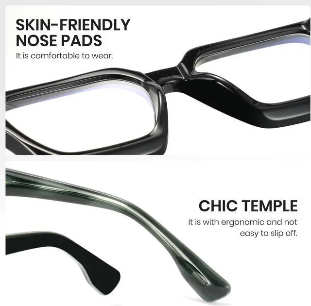 Alt view image 5 of 5 - Cyxus Oversized Square Blue Light Blocking Glasses Women Men Chic Preppy Thick Frame Computer Eyeglasses Anti Eyestrain 8224