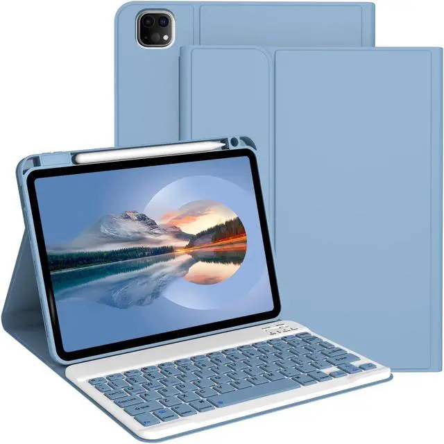 Main image of Divufus Keyboard Case for iPad Air 13 Inch (M3 2025/M2 2024), Pro 12.9 6th/5th/4th Generation 2022/2021/2020 [Magnetic Detachable Wireless Keyboard] Folio Stand Case with Pencil Holder, Blue