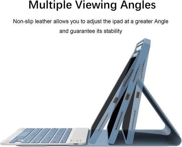 Alt view image 4 of 5 - Divufus Keyboard Case for iPad Air 13 Inch (M3 2025/M2 2024), Pro 12.9 6th/5th/4th Generation 2022/2021/2020 [Magnetic Detachable Wireless Keyboard] Folio Stand Case with Pencil Holder, Blue