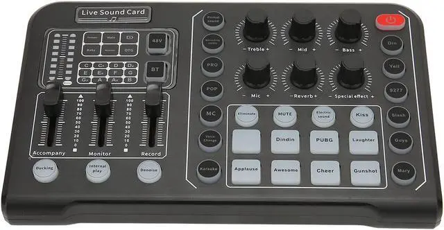 Main image of Diydeg External Live Sound Card, Professional Audio Mixer Voice Changer with 12 Step Electronic Tuning, Noise Reduction Plug And Play Mini Sound DJ Mixer Board for Live Streaming PC