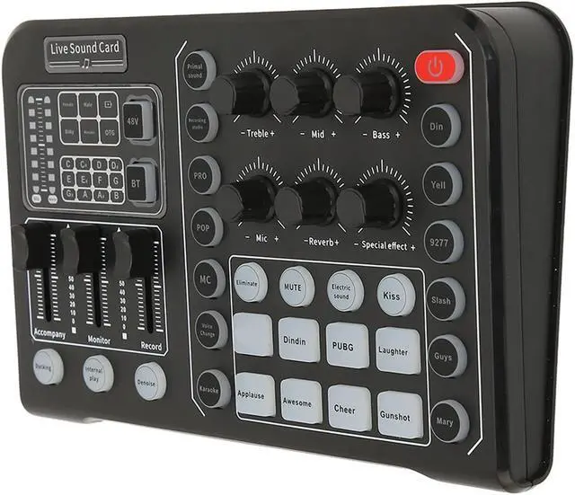 Alt view image 5 of 5 - Diydeg External Live Sound Card, Professional Audio Mixer Voice Changer with 12 Step Electronic Tuning, Noise Reduction Plug And Play Mini Sound DJ Mixer Board for Live Streaming PC