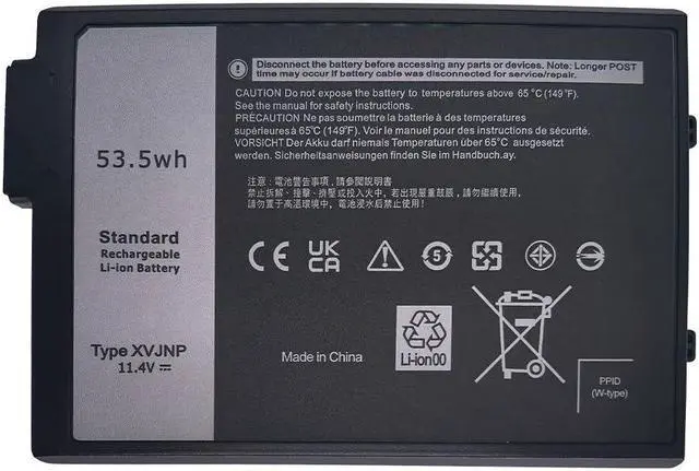 Main image of NBULBL XVJNP Battery Replacement for Dell Latitude 5430 7330 Rugged Extreme P148G P148G001 P149G P149G001 Series 6JRCP 06JRCP M0TN3 0M0TN3 KD1CT 451-BCWQ 11.4V 53.5Wh