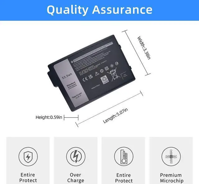 Alt view image 4 of 5 - NBULBL XVJNP Battery Replacement for Dell Latitude 5430 7330 Rugged Extreme P148G P148G001 P149G P149G001 Series 6JRCP 06JRCP M0TN3 0M0TN3 KD1CT 451-BCWQ 11.4V 53.5Wh