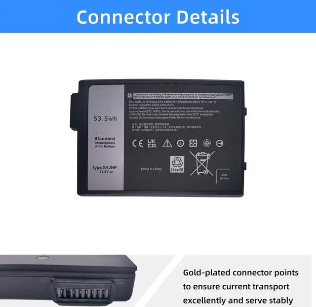 Alt view image 3 of 5 - NBULBL XVJNP Battery Replacement for Dell Latitude 5430 7330 Rugged Extreme P148G P148G001 P149G P149G001 Series 6JRCP 06JRCP M0TN3 0M0TN3 KD1CT 451-BCWQ 11.4V 53.5Wh