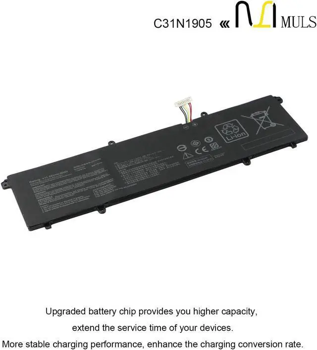 Alt view image 5 of 5 - 50Wh C31N1905 Battery for Asus Adolbook13 202 Dolbook14 2020 VivoBook S13 S333 S333JA K533F S521FA V533F S14 S433 S433F M433 S433FA S433FL S15 M533IA S533 S533FA S533EQ Laptop 0B200-03580200 4335mAh