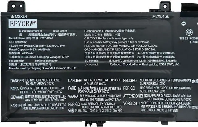Alt view image 2 of 5 - EPYOBW L22D4PA1 Laptop Battery 71Wh 4623mAh 4-Cell 15.36V Compatible with Lenovo Yoga 7 14IRL8 14ARP8 16IRL8 16ARP8 / Yoga 7 2-in-1 14IML9 14AHP9 16IML9 16AHP9 Series L22C4PA1 L22M4PA1