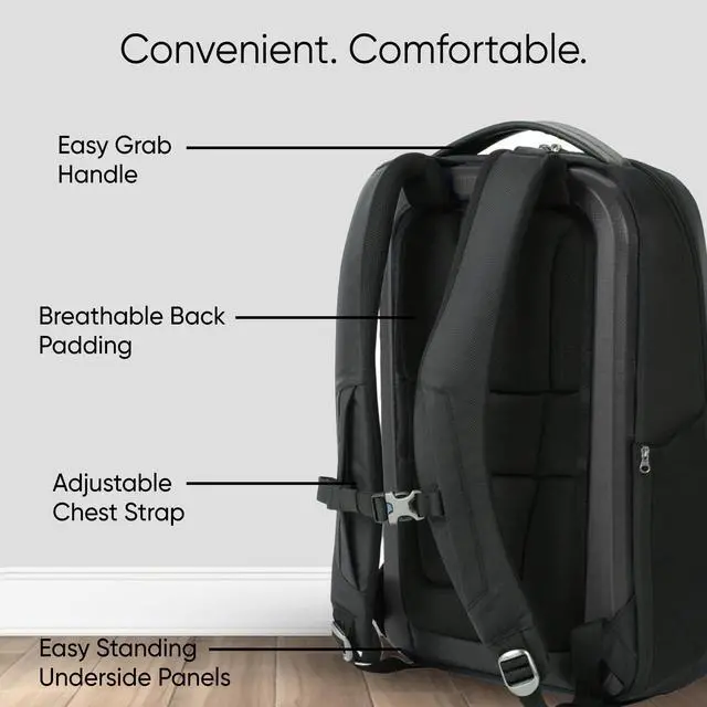 Alt view image 3 of 5 - Duravo Venture Slim Laptop Backpack, Durable, Sleek, Flight Approved, Fits Up to 17" Laptop, Breathable, Lightweight (Carbon, Slim)