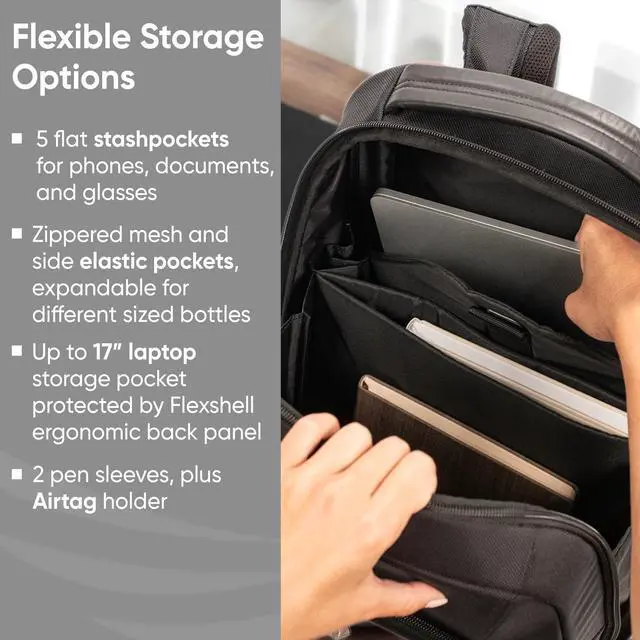 Alt view image 4 of 5 - Duravo Venture Slim Laptop Backpack, Durable, Sleek, Flight Approved, Fits Up to 17" Laptop, Breathable, Lightweight (Carbon, Slim)