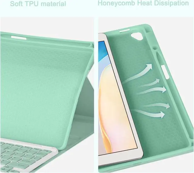 Alt view image 5 of 5 - Eisuiyi Keyboard Case for iPad 10.2" 7th/8th/9th gen, Compatible with iPad Air3/Pro10.5, Detachable Touchpad BT Keyboard, Magentic Protective Cover with Pencil Holder, Mint Green