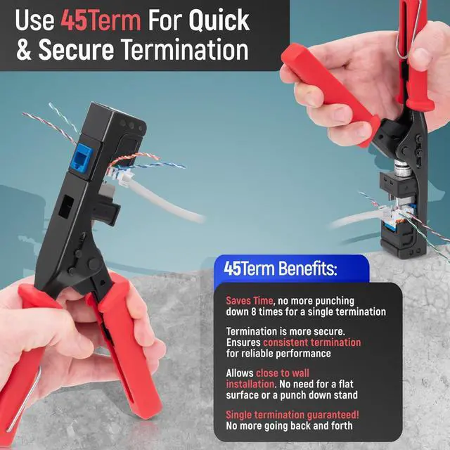 Alt view image 4 of 5 - Everest Media Solutions Bundle  2 Items: 45Term - Speed Termination Tool + 20 Pack of RJ45 CAT6A UTP Keystone Jacks - Blue