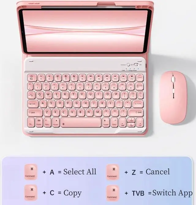 Alt view image 3 of 5 - AnMengXinLing Keyboard Case for iPad 9th 8th 7th Generation 10.2 with Mouse, Cute Candy Round Keycaps Magnetic Detachable Keyboard Case with Mouse Pen Holder for iPad9 iPad8 iPad7 Air3 Pro10.5, Black