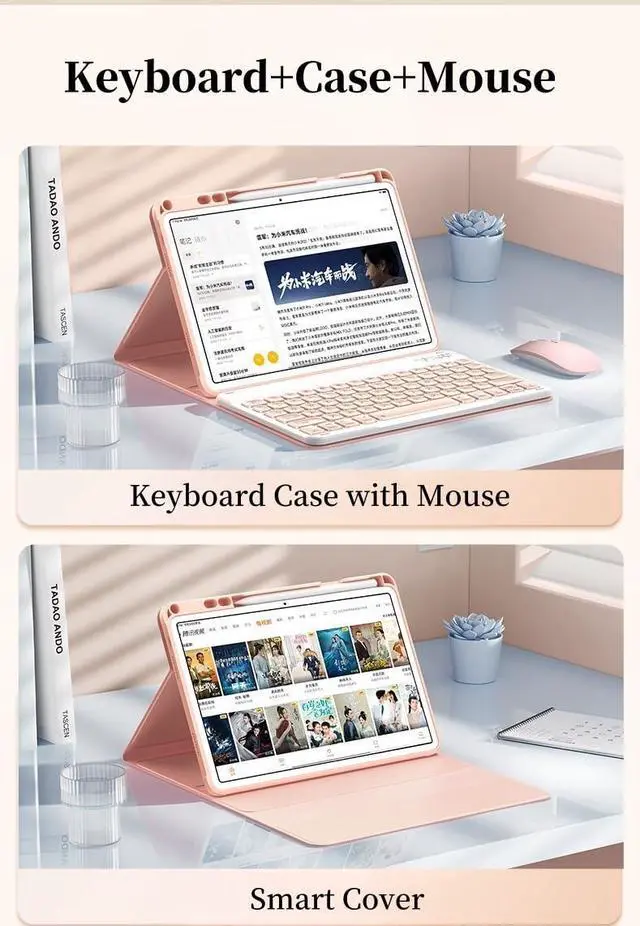 Alt view image 5 of 5 - AnMengXinLing Keyboard Case for iPad 9th 8th 7th Generation 10.2 with Mouse, Cute Candy Round Keycaps Magnetic Detachable Keyboard Case with Mouse Pen Holder for iPad9 iPad8 iPad7 Air3 Pro10.5, Black