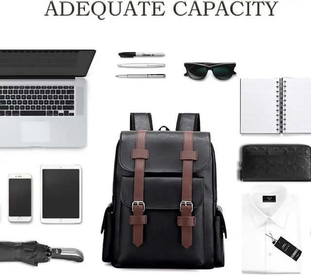 Alt view image 4 of 5 - Farcauo Laptop Backpack for Women Men College Computer Backpack for Women Large Leather Work Backpack Black Teacher Business Back Pack travel backpack Carry on Flight Approved