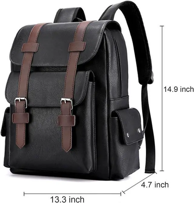 Alt view image 3 of 5 - Farcauo Laptop Backpack for Women Men College Computer Backpack for Women Large Leather Work Backpack Black Teacher Business Back Pack travel backpack Carry on Flight Approved