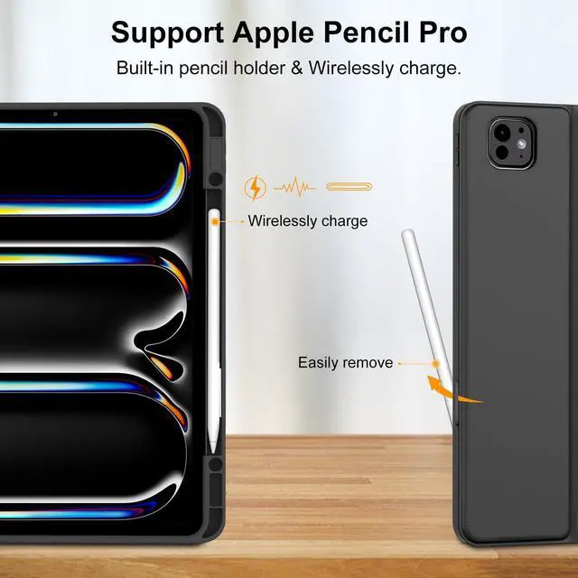 Alt view image 5 of 5 - FARYODI for iPad Pro 13 Inch Case 2024 with Keyboard, 7 Color Backlit Magnetic Detachable Wireless Keyboard, Precise Cutouts Case Folio Case with Pencil Holder for iPad Pro 13'', Black