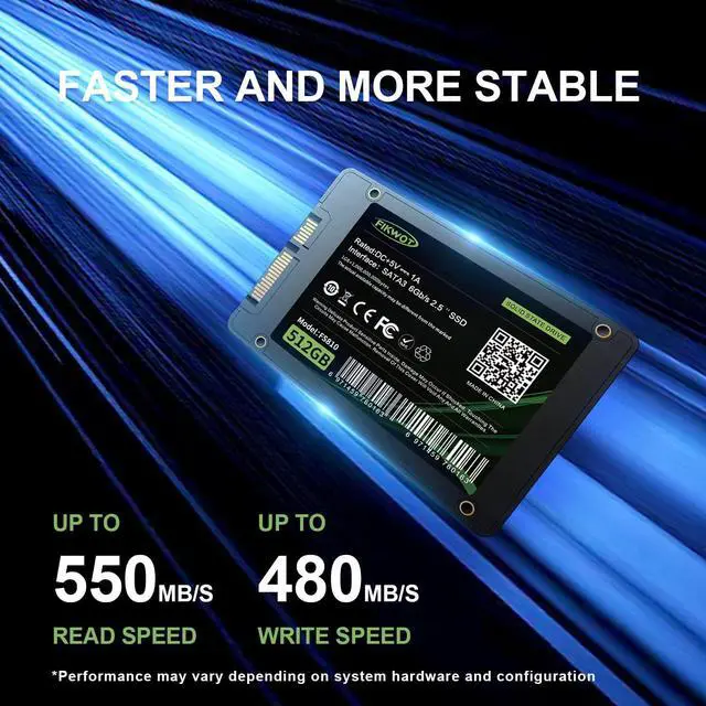 Alt view image 3 of 5 - Fikwot FS810 512GB SSD, 2.5" SSD SATA III 6Gb/s, Solid State Drives, Up to 560MB/s, 3D NAND TLC, Internal SSD for Desktops and Laptops(Black)