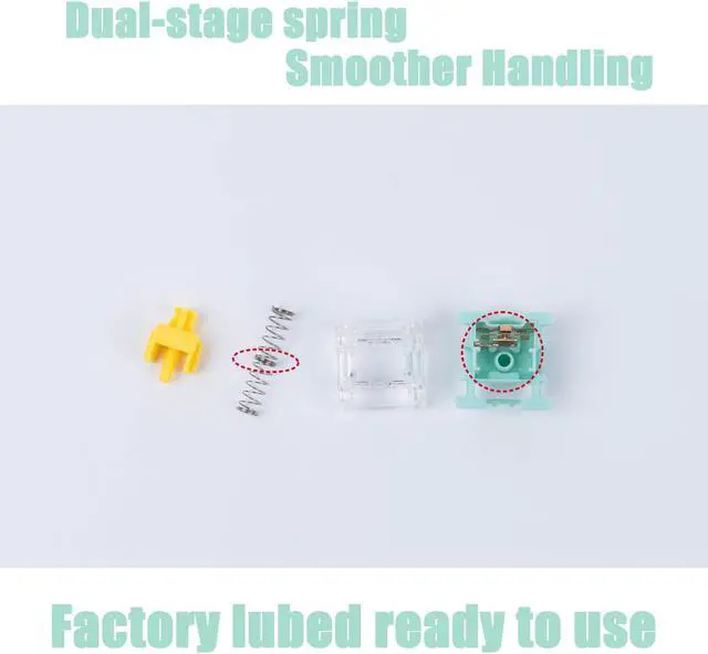 Alt view image 3 of 5 - Zjmehty Gateron Jade Series Dual-Stage Spring Pre Lubed Switches Yellow V3 Pro,3-Pin 55gf Linear/RGB/LED Switches for Mechanical KeyboardYellow,90pcs