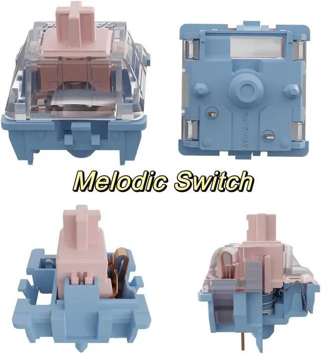 Alt view image 2 of 5 - Gateron GUYEKS Melodic Keyboard Switches, 5-Pin 60gf Clicky Key Switches, Factory Pre-lubed, Suitable for MX Mechanical Keyboards (108PCS)