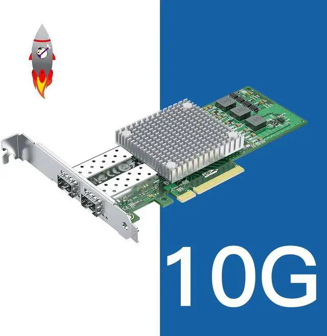 Alt view image 4 of 5 - 10Gb SFP+ PCI-E Network Card with 2 Pack 2m 10G DAC, Dual SFP+ Ports NIC Compare to Broadcom BCM57810S, PCI Express X8, Support Windows Server/Linux/VMware