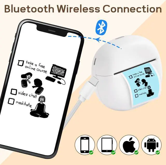 Alt view image 5 of 5 - GQIRIL Portable Mini Thermal Sticker Photo Printer with 6 Rolls Sticker and 5 Rolls White Mini Printable Sticker Paper