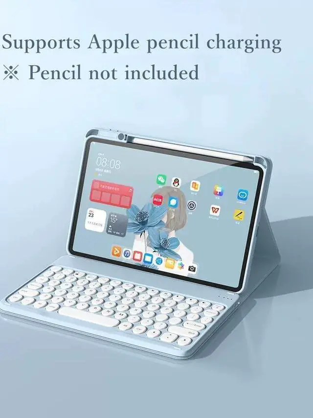 Alt view image 4 of 5 - kaidisen Keyboard Case Compatible with iPad Pro 13 inch M4 2024 Case with Keyboard and Bluetooth Mouse, Detachable Candy Color Keyboard Cover Round Key,Pink