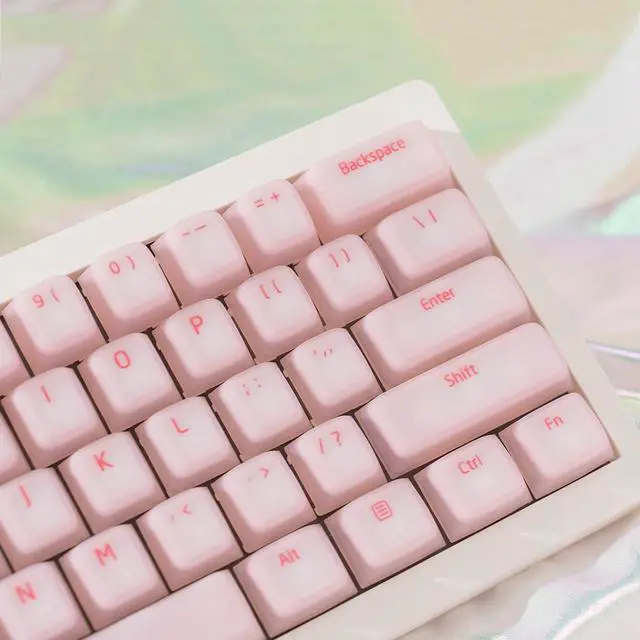 Alt view image 3 of 5 - Pink Pudding Keycaps, Cute Silicone Keycaps for Long Nail, Custom Shine Through Keyboard Cap, 113 Keys Cherry Profile Translucent Key Caps for 61/64/87/104/108 Cherry MX Switches Mechanical Keyboard