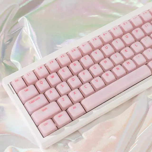 Main image of Pink Pudding Keycaps, Cute Silicone Keycaps for Long Nail, Custom Shine Through Keyboard Cap, 113 Keys Cherry Profile Translucent Key Caps for 61/64/87/104/108 Cherry MX Switches Mechanical Keyboard