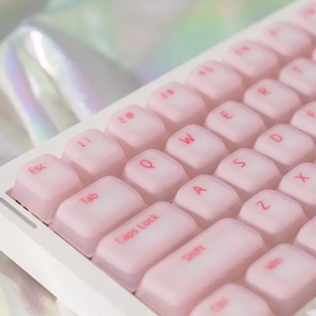 Alt view image 4 of 5 - Pink Pudding Keycaps, Cute Silicone Keycaps for Long Nail, Custom Shine Through Keyboard Cap, 113 Keys Cherry Profile Translucent Key Caps for 61/64/87/104/108 Cherry MX Switches Mechanical Keyboard