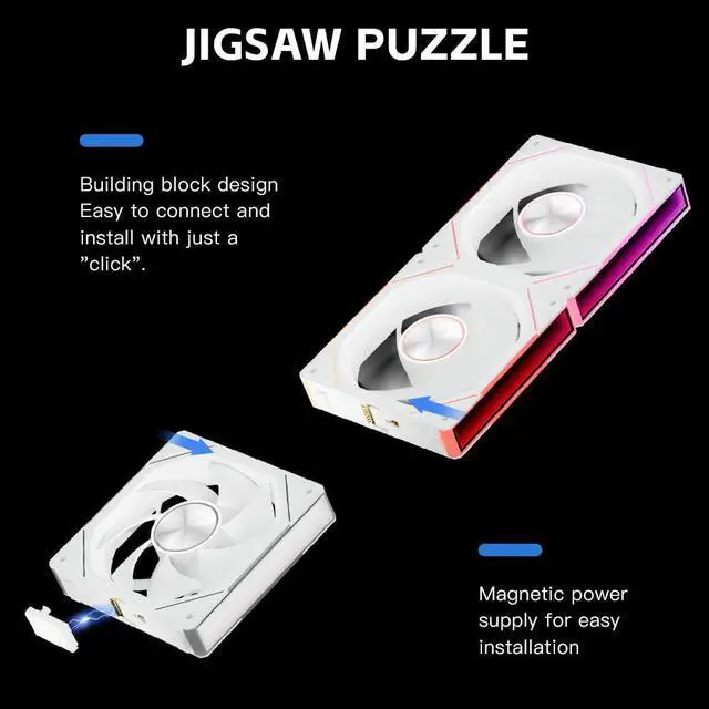 Alt view image 2 of 5 - ICOLER PC Fan JM-SE 3IN1 White Edition 120 Infinity Mirror Module Daisy-Chain 5V ARGB PWM Case Fan 120mm Triple Pack Suitable for Computer Case & CPU Cooling