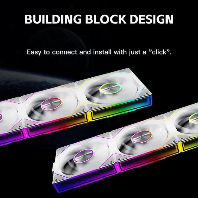 Alt view image 3 of 5 - ICOLER PC Fan JM-SE 3IN1 White Edition 120 Infinity Mirror Module Daisy-Chain 5V ARGB PWM Case Fan 120mm Triple Pack Suitable for Computer Case & CPU Cooling