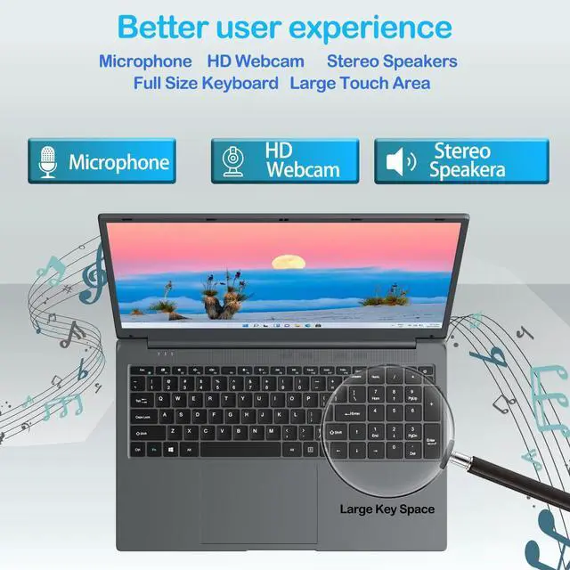 Alt view image 4 of 5 - IJKKJI Laptop Computer, 17 inch Laptop, Intel Celeron N5095(UP to 2.9GHz) 16GB RAM 512GB SSD, Computers with Windows 11, 1920 x 1080 Display, Type-C, Webcam, Dual Wi-Fi, Buletooth 4.2, HDMI, USB 3.0