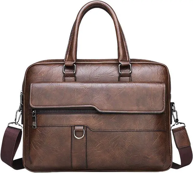 Main image of JINGTIANCD leather Laptop Bag for Men 16 inch Laptop Briefcase Waterproof,Computer Handbags Shoulder Crossbody Bag Business (Brown)