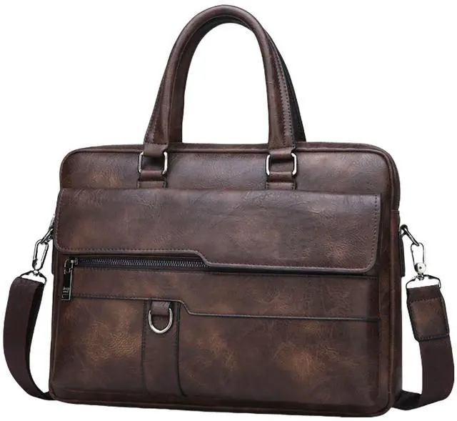 Alt view image 2 of 5 - JINGTIANCD leather Laptop Bag for Men 16 inch Laptop Briefcase Waterproof,Computer Handbags Shoulder Crossbody Bag Business (Brown)